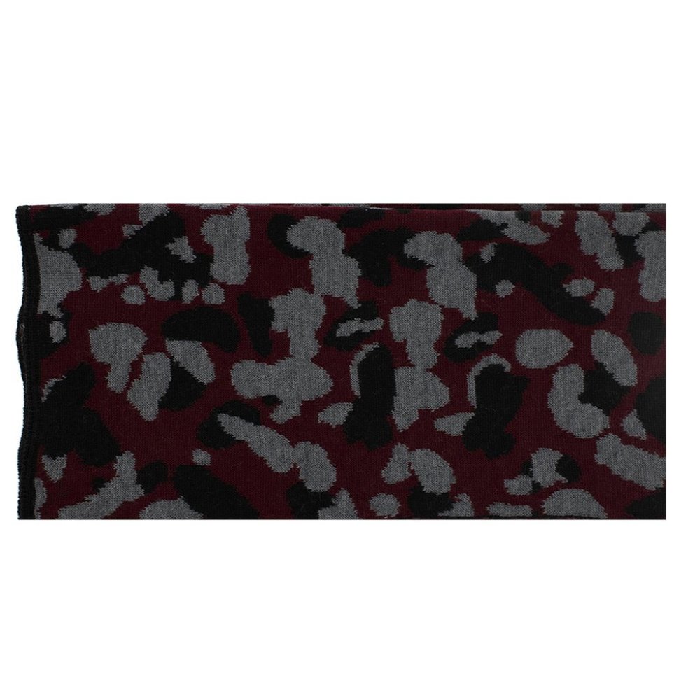 Lanvin Unisex Virgin Wool Scarf Burgundy Camouflage Black